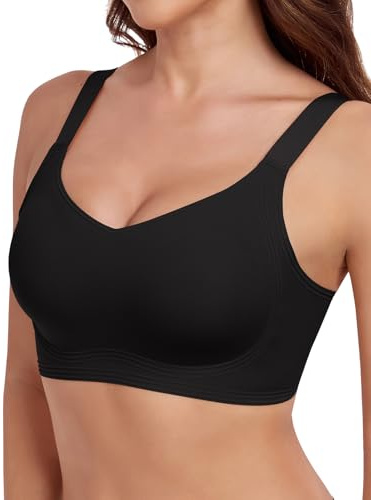 LEYSHE Bügelloser Stütz Tshirt BH Nahtloser Minimizer Comfit BH Ohne Buegel Seamless Bustier Breite Träger,BL,M