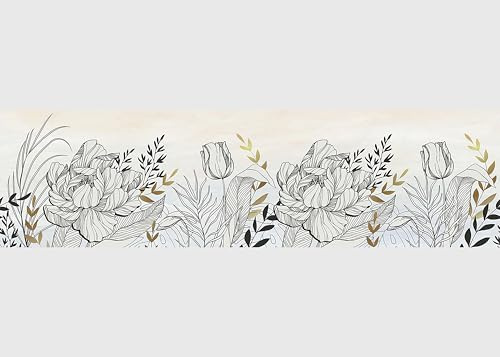 AG Design Självhäftande kant blomma, AWB 8420 | Självhäftande dekoration för väggar, möbler, tapeter, väggpaneler och dörrar, folie, flerfärgad | bredd 500 cm x höjd 14 cm