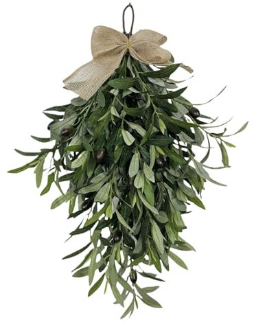 Generisch Corona de oliva artificial para puerta de entrada, ramas de olivo artificiales, hojas verdes, corona de primavera con aceitunas de frutas para puerta, pared, boda, decoración de fiesta, 60 x