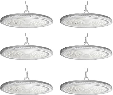 Fosingut Projecteur LED Industriel 400W,40000LM Spot High Bay Lumière éclairage d'atelier,Blanc Froid 6500K IP65 Étanche UFO Eclairage Plafonnier LED Interieur Lustre pour Entrepôt,Usine,Hall,Gym-6pcs