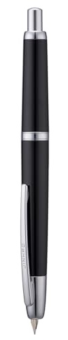 Jinhao 20 Series Press Pluma Estilográfica, Negro Piano Punta Mediana Retráctil con Juego de Convertidor de Tinta (Clip Plateado)
