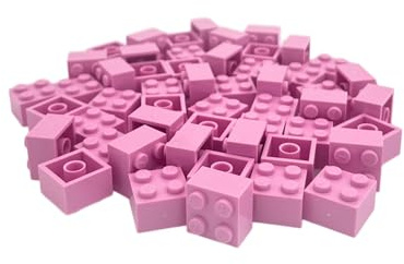 brick1 - Mattoncini Costruzione 2x2 Compatibili, Pezzi da Costruzione per Bambini e Adulti (Rosa) 250 pezzi
