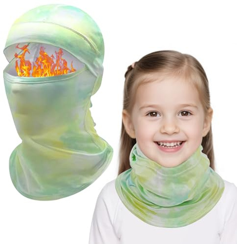 TAGVO Thermal Balaclava Full Face Mask for Kids, Outdoor UV Protection Elastic Brethable Lightweight U Shaped Gradient Coloured Balaclava Cycling Ski Mask, Hat Under Helmet Winter Boys and Girls