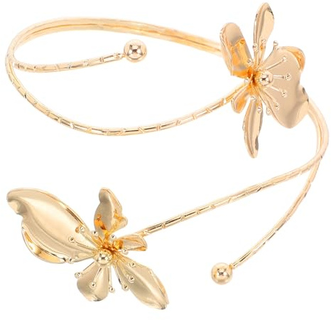 JOINPAYA Bracciale da Braccio Alto Donna in Metallo Color Oro Fiore Raffinato e Design Aperto, Facile da Indossare per Quotidianità e Feste