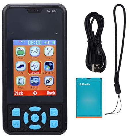 Haofy Medidor Terrestre GPS Portátil, Equipo Topográfico Portátil Multifuncional con Pantalla LCD de 2,4 Pulgadas, para Medición de Pendiente de Distancia de área y Exportación de