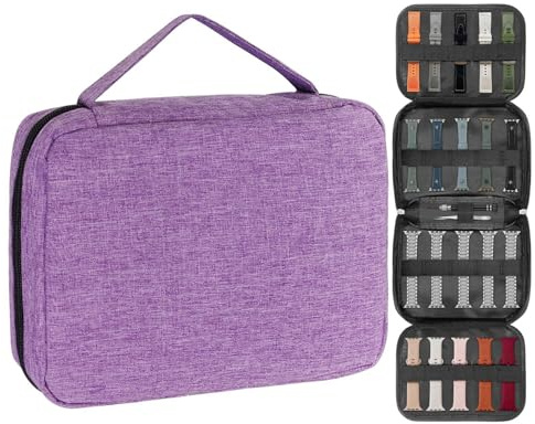 Klockfodral – Pro | Armbandsfodral – vikbart resefodral för bärbar klockrem för 20 klockband organiserare för transport | Estuche De
