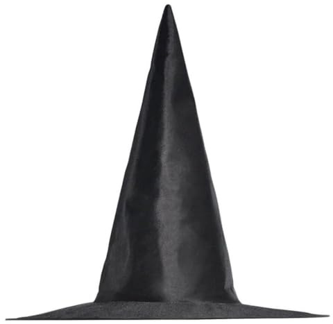 Amscan 840860-55 - Hexen-Hut, Einheitsgröße für Erwachsene, Schwarz, konische, spitze Form, klassischer Hut aus glänzendem Polyester, Karneval, Halloween, Verkleidung, Kostüm