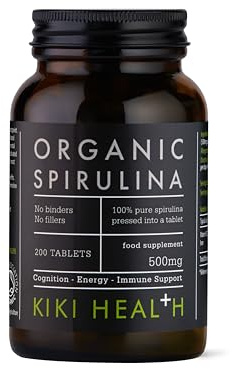 KIKI Health Organic Spirulina Tablets | Premium Pills & High Detox Supplement | Iron Rich Vegan Protein, Chlorophyll | Non-GMO | Immune Health, Energy, Focus & Fitness | 100% Spirulina, 200 Capsules
