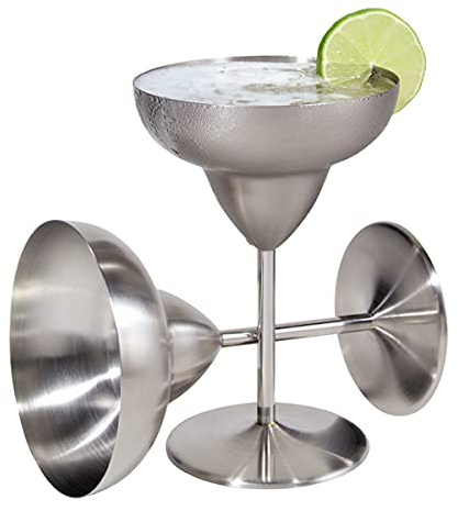 Oggi 12-Ounce Stainless Steel Margarita Goblets, Set of 2