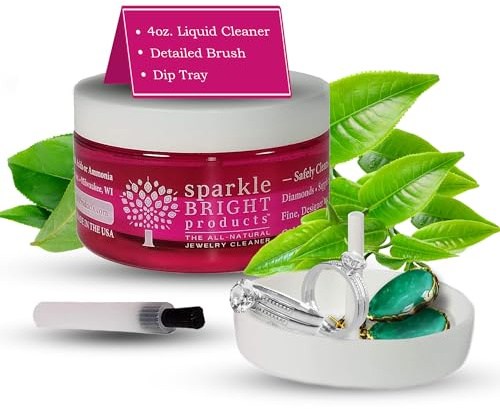 Sparkle Bright Products All-Natural Jewelry Cleaner - Liquid Jewelry Cleaning Solution, 4oz. Jar - Ultrasonics, Diamonds, Fine, Fashion, and Designer Jewelry