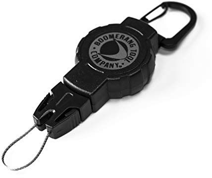 BOOMERANG TOOL COMPANY Small Scuba Gear Retractor with Carabiner and 24 Kevlar Cord, 4oz. Retraction, Great for Gauges, Flashlights, Cameras and More, Black, Small (24 / 4oz.)