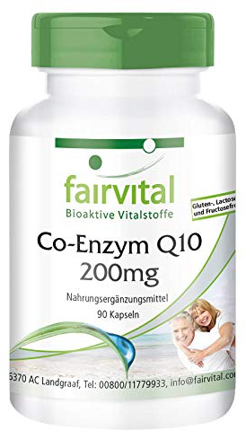Fairvital | Coenzym Q10 200mg - 90 Kapseln - HOCHDOSIERT - CoQ10 Ubichinon Kapseln - VEGAN