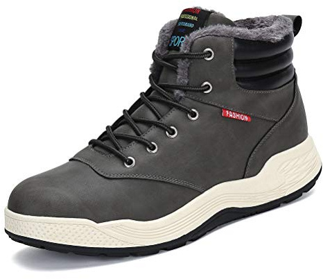 Dannto Stivali da Neve Uomo Scarpe da Trekking Invernali Stringate Antiscivolo Pelliccia Stivaletti Scarpe(Grigio-C,40)