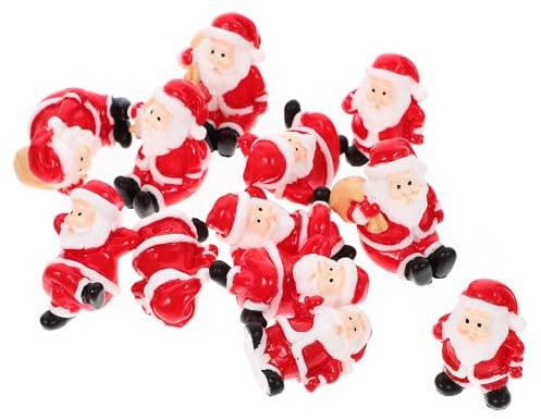 VALICLUD 12 Uds. Decoraciones navideñas en miniatura Santa Claus Figuras Decoraciones Navidad Artesanía Linda Resina Mini Figuras de Navidad (Estilo Mixto)
