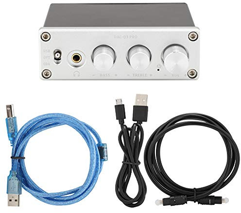 ASHATA Amplificador De Auriculares Estéreo Portátil, Decodificador De Audio De Decodificación DAC con Amplificador De Auriculares para Auriculares De 3,5 Mm(Plata)