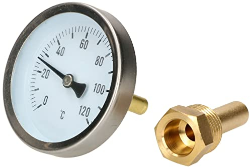 KOTARBAU® Bimetall-Zeigerthermometer zum Einschrauben für Heizanlagen Wasserleitungen 0-120 ° C