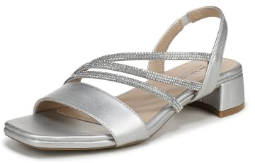 LifeStride Joy Strappy Sandal, Sandalia con talón Mujer, Plata, 40 EU Ancho