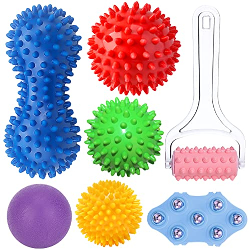 Igelball massageball,3er Set igelball fußmassage Set, Fußmassage Roller,Massagebälle Igelball für Plantarfasziitis, Premium Fußmassagegerät erwendet für Muskelmassage von Fuß, Rücken, Bein und Hand