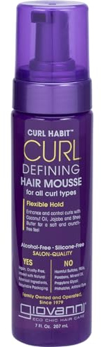 GIOVANNI Curl Defining Hair Mousse - Mousse for Curly Hair, Volumizing Hair Foam for Women & Men, Foaming Texture for Curls & Wavy Hair, Alcohol Free, Defining & Enhancing - 7 Fl Oz (Pack of 1)