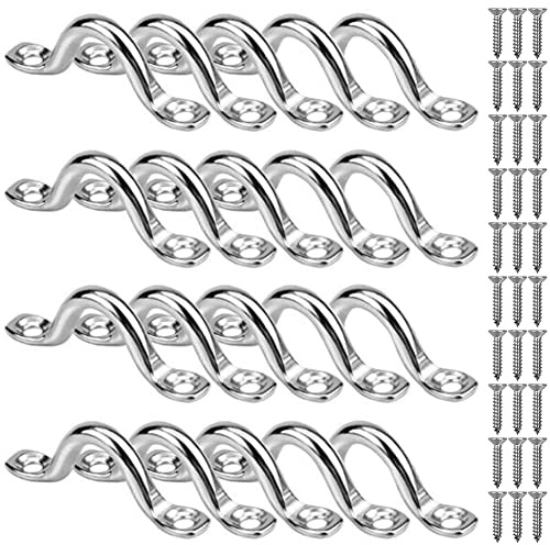 SAIJIAN 20 Pezzi M6 Cinghie a Occhiello in Acciaio Inox Kayak Deck Loops Occhiello Ancoraggio Piastra con 40 Viti per Appendere Forniture Fissare Ganci Fibbia della Barca
