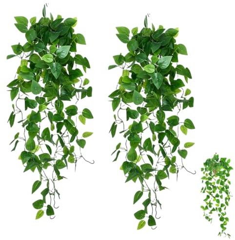 HHZZXCDH 2 Stück Künstliche Hängepflanze Kunstefeu Fake Plants, 100cm Künstliche hängende Efeupflanze gefälschter Efeukranz Fake Pflanzen, Geeignet für Hochzeit, Garten, Hängekörbe, Wand Dekoration