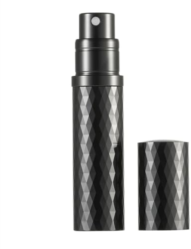 Aurdox Mini nebulizzatori per profumo, ricaricabili, da viaggio, piccola bottiglia spray con pompa inferiore, a prova di perdite e portatile, per donne e uomini, design elegante Dimond, 5 ml (nero)