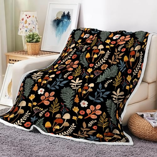 Coperta bohémien, coperta floreale nera, autunnale, multicolore, morbida, leggera, per divano, letto, decorazione per la casa, tutte le stagioni, 152 x 203 cm.