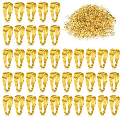 Andibro 1000 Stück Anhängerschlaufe Ösen Anhänger, Anhängerverbinder Metall Anhänger Kettenverschluss Clip Collierschlaufen für Armband Halsketten Schmuckanhänger DIY Schmuck Herstellung Zubehör Gold