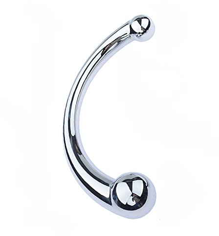 G-spot Massage Double-Ended Dildo, Stimulate Fetish Anal Plug Dildo Metal Curved Dual Ended Masturbation Sex Toy for Couple (Small)