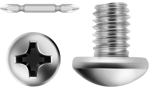 M4 x 8mm Pan Head Machine Screws, 304 Stainless Steel Screw for Electrical Wall Socket, Household Repairs, Switches Outlets Screws with Screwdriver Bit, Fully Threaded, Bright Finish, 50 PCS