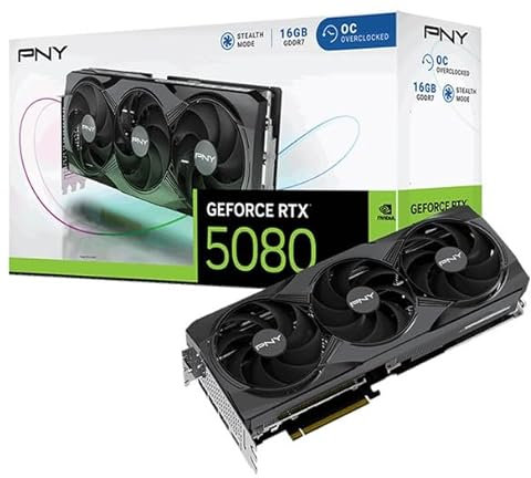 PNY GeForce RTX 5080 ARGB Overclocked Triple Fan 16GB GDDR7 Reflex 2 RTX AI DLSS4