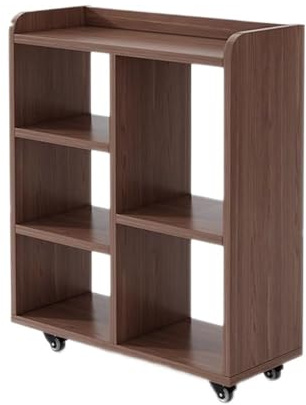 Estantería de almacenamiento Estantería abierta en ambos lados de color nogal, con estante de exhibición móvil con rueda universal, for sala de estar, oficina, estudio, estante de almacenamiento Estan