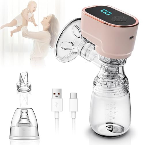 Anluomafuy Elektrische Milchpump Wiederaufladbare Brustpumpe, Milchpumpe mit 3 Modi und 9 Stufen, LCD-Display, USB Wiederaufladbare, BPA-frei, Geräuscharme Breast Pump für zu Hause, Unterwegs
