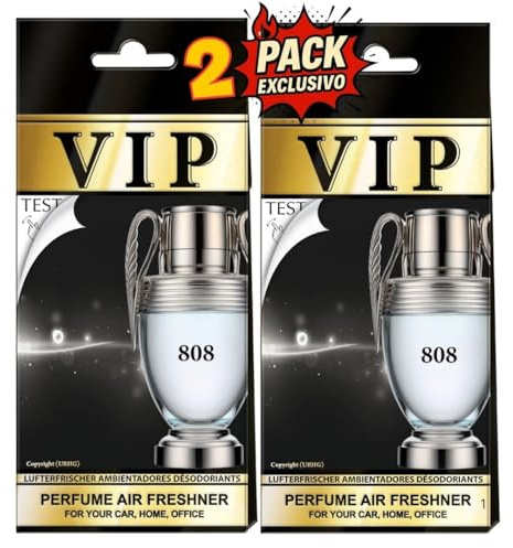 Pack de 2 Ambientadores,VIP OLOR A PERFUME de Lujo para Coche, Hogar y Oficina O bolsa de deporte, variedad de olores segun el modelo de referencia. La foto indica que perfume es. (808 -PERFUME)