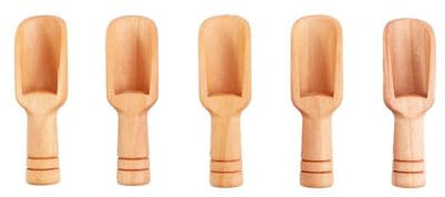 Lot de 5 mini cuillères en bois, petites cuillères à sel avec poignée ronde pour haricots, riz, thé, farine, sucre, ustensiles de cuisine