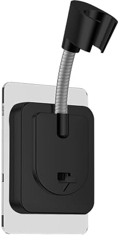 xolear Supporto Soffione Doccia, Supporto per Doccia Adesivo Universale Niente Foratura Rimovibile, ABS Silicone Girevole a 360° Parete per Box, Bagno, Casa, Nero