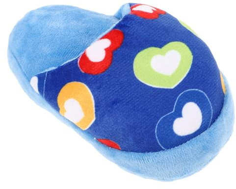 DOITOOL Pantoufle Jouet à Mâcher pour Chien en Peluche Sonore, Taille Moyenne, Bleu Motif Cœur, Jouet Molaire pour Chiot D’intérieur, Accessoire Ludique pour Animaux De Compagnie