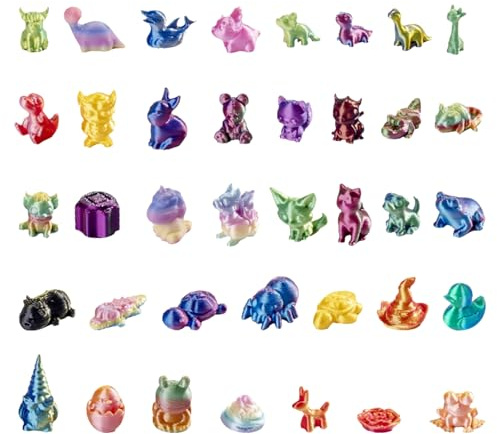 PLUSHCEWT 50Pcs Set de Animales Impresos en 3D Estilo Aleatorio, Figuras de Animales Impresas en 3D con Detalles Hechas de PLA, Juguetes en Movimiento Impresos en 3D para Reducir el Estrés, Decoración