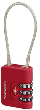 Samsonite TA Revolution - Cadenas à Câble TSA avec Combinaison à 3 Chiffres, Cadenas de Bagage Sécurisé pour Valises & Sacs, Rouge