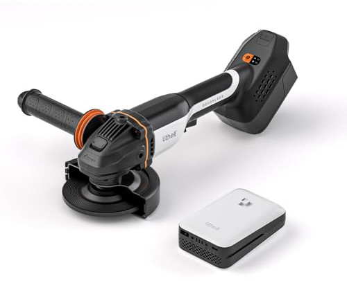 Litheli 20V Brushless Cordless Angle Grinder, 5-Inch 2 Speed Grinder with Battery & Charging Cord, Max 8500 RPM, for Metal, Wood, Tile (Adapter Not Included)