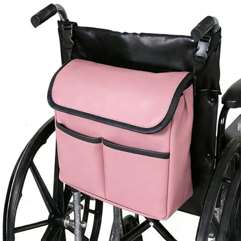 TYNJKJDM Bolsa para Silla de Ruedas, Bolsa de Andador, Bolsa Trasera para Silla de Ruedas,Bolsa Lateral para Silla de Ruedas Organizador de Accesorios para Walkers,Mobility Scooters,Rollators(Pink)