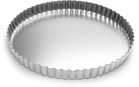 Fox Run 4550 - Molde redondo para tartaletas y quiche con fondo extraíble, acero chapado en estaño, 9,5 pulgadas