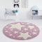 Taracarpet Kinderzimmer und Jugendzimmer Teppich Dreamland Kinderzimmerteppich Sterne Pastell lila Creme 120 cm rund