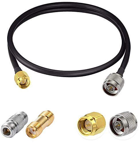 Vecys N auf SMA-Jumper N-Stecker auf SMA-Stecker Verlustarmes Koaxialkabel RG58 3FT/1M + 2PCS Adapters Kit für 3G 4G 5G LTE Antenne Amateurfunk GPS WiFi