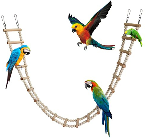 Scala per Uccelli Giocattolo, Ponte Oscillante in Legno per Pappagalli, Trespolo per Pappagallini, Giocattoli per Arrampicata di Piccoli Animali, Accessori per Scoiattoli Sugar Gliders Cocorite Ratti
