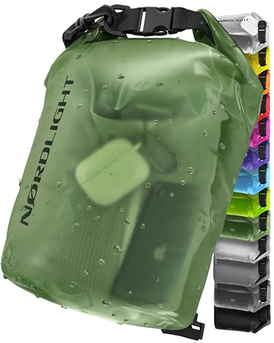 Nordlight Dry Bag and Waterproof Bag - (10L, Dark Green) Waterproof Packing Bag with Roll Top Closure and Shoulder Strap | Swimming, Beach, Canoeing, Stand Up Paddling, Diving