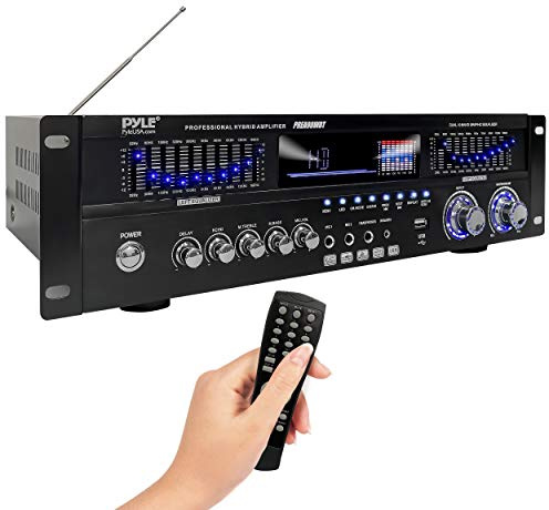 Pyle 6-Channel Bluetooth Hybrid Home Amplifier - 1600W Home Audio Rack Mount Stereo Power Amplifier Receiver w/Radio, USB/AUX/RCA/Mic, Optical/Coaxial, AC-3, DVD Inputs, Dual 10 Band EQ - PREA90WBT.5