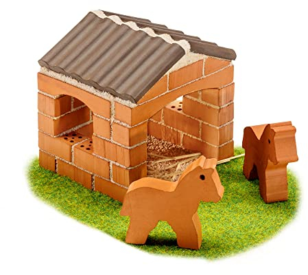 Teifoc 1026 Steinbaukasten - Kleiner Pferdestall, Bausatz mit 50 Bauteilen, Pferdestall mit Pferde-Figuren, Bauernhof-Spielzeug für Kinder ab 6 Jahren