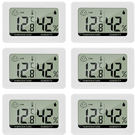 Thlevel Hygromètre Intérieur Thermomètre Température Humidité Testeur Mini Numérique LCD Portable Indicateur pour Bureau Cuisine Incubateurs 6 Pièces