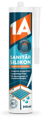 1A Sanitär Silikon für Bewegungs-, Dehnungs- und Anschlussfugen, weiß, 310 ml